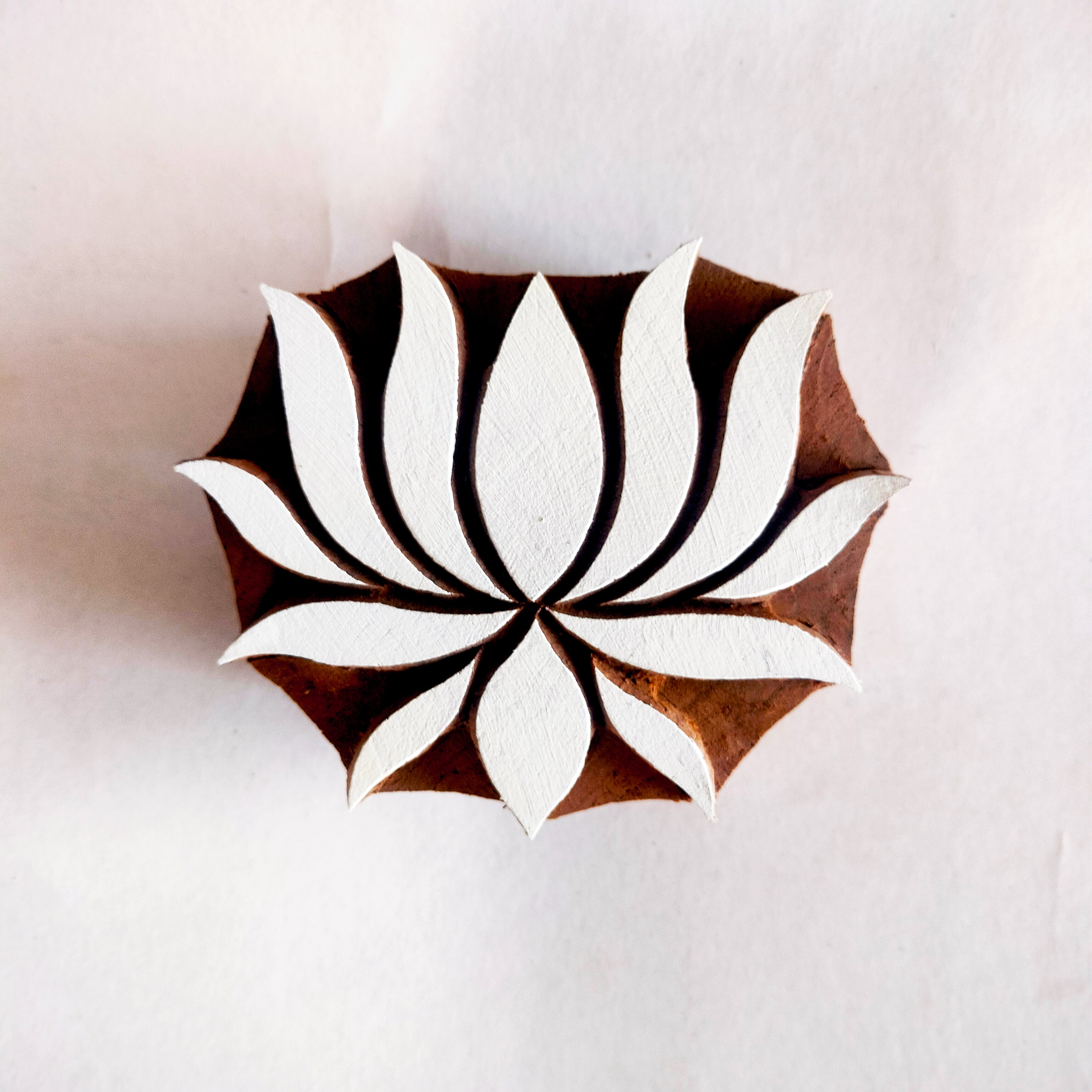 Lotus Wooden Printing Block โ Hand-Carved Stamp