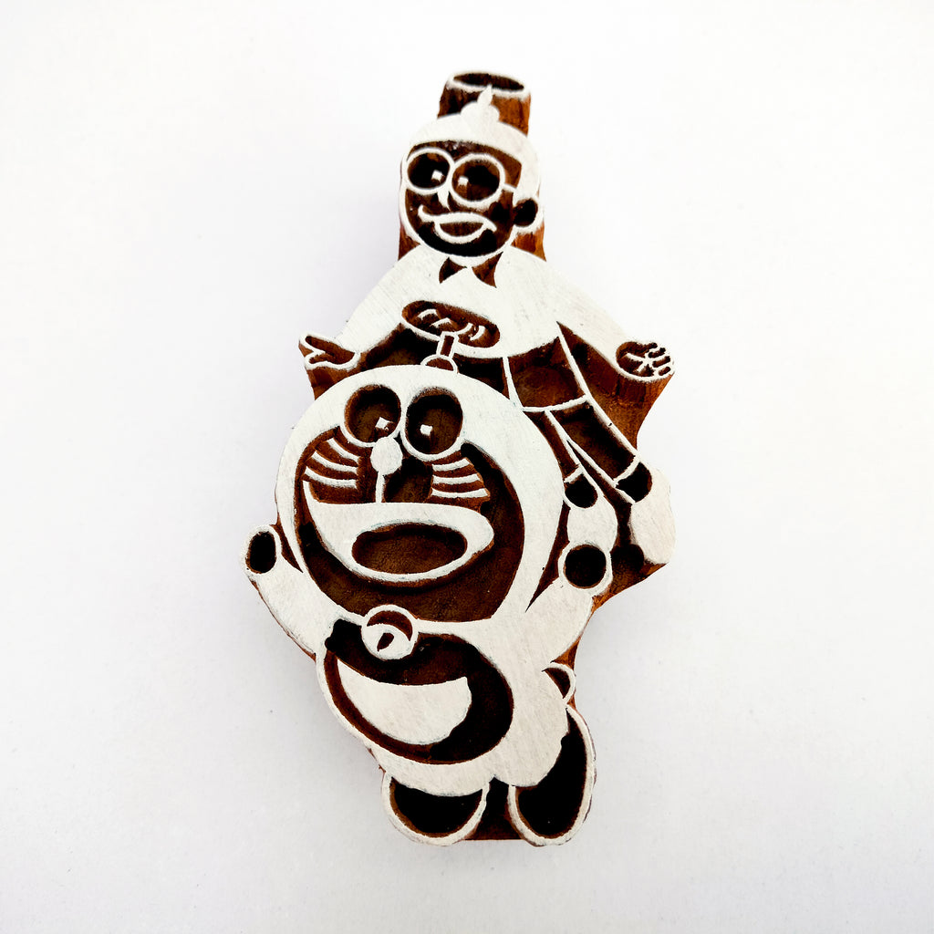 Doraemon & Nobita Hand-Carved Wooden Printing Stamp