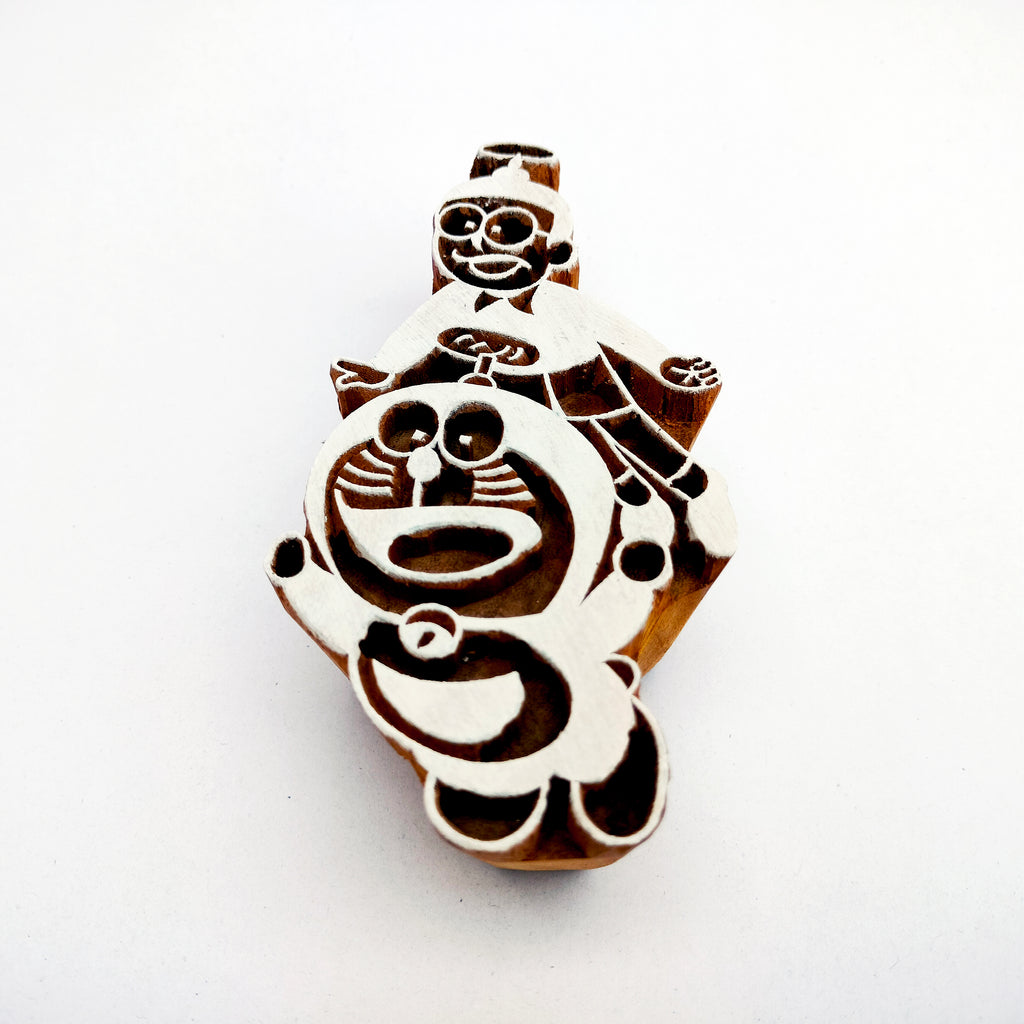 Doraemon & Nobita Hand-Carved Wooden Printing Stamp