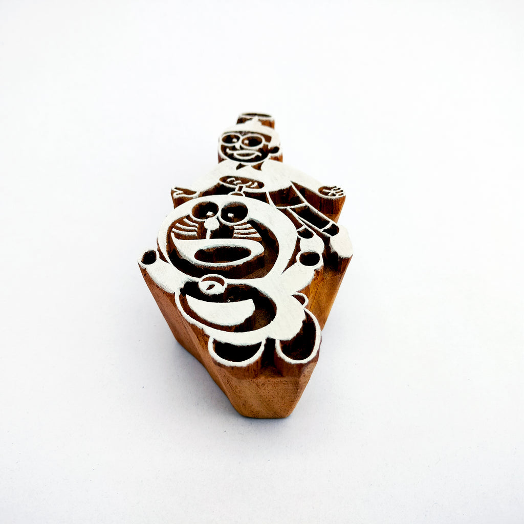 Doraemon & Nobita Hand-Carved Wooden Printing Stamp