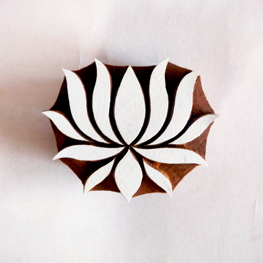 Lotus Wooden Printing Block – Hand-Carved Stamp