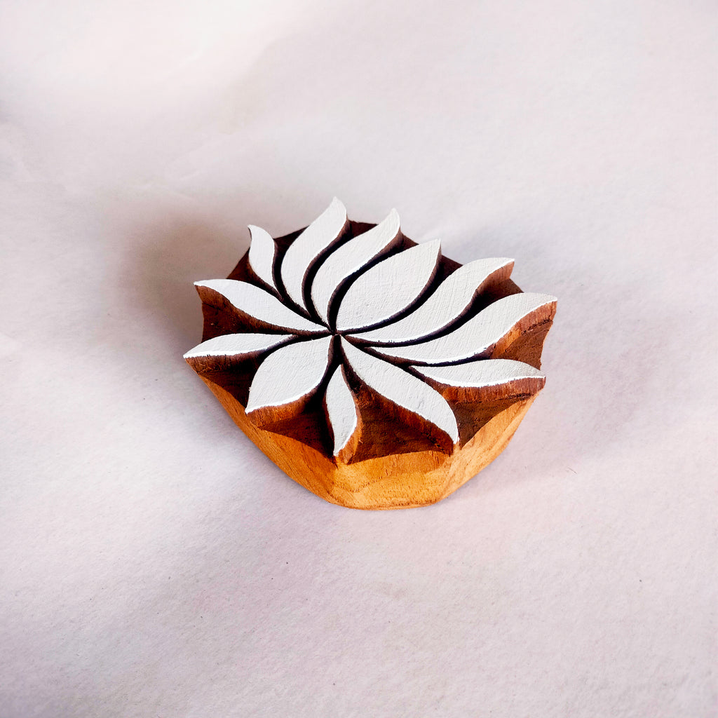 Lotus Wooden Printing Block – Hand-Carved Stamp