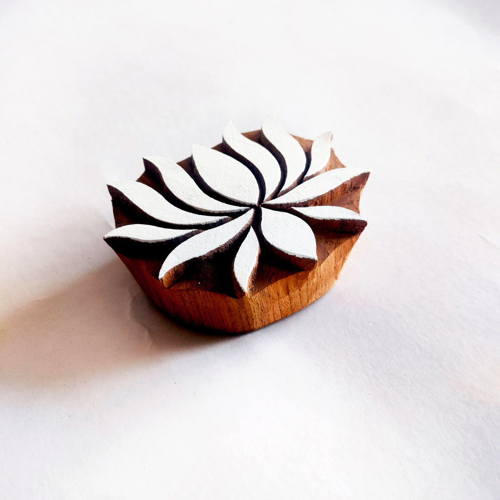 Lotus Wooden Printing Block – Hand-Carved Stamp